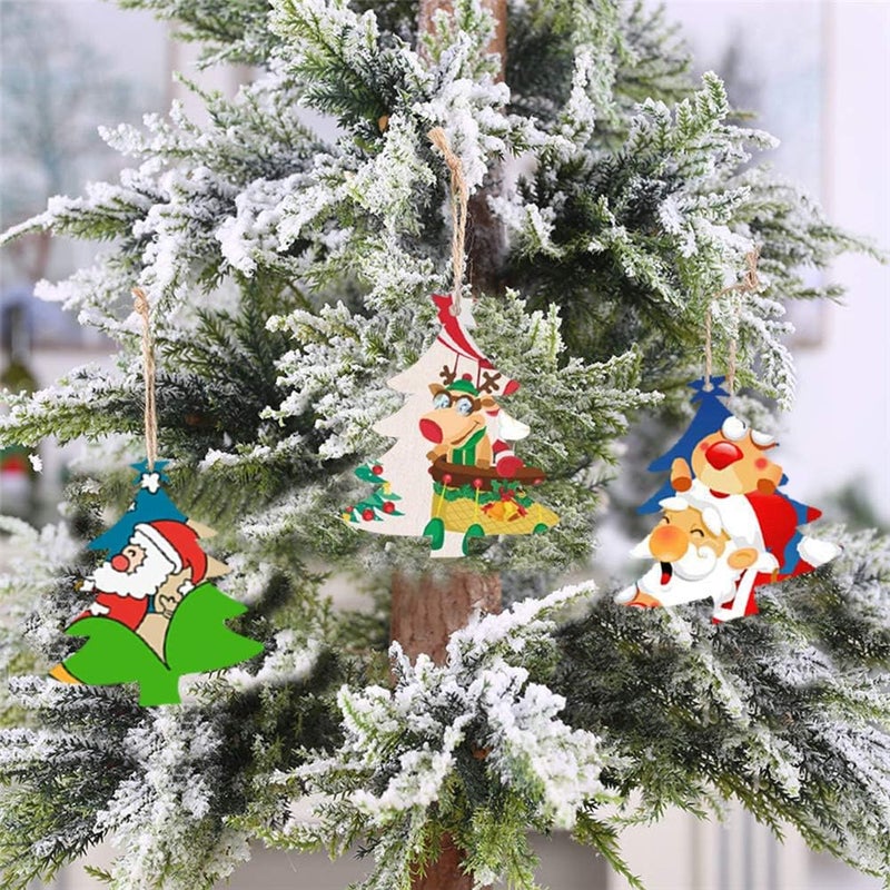 LEBERY 50pcs Wooden Christmas Ornaments Natural Wood Slices Unfinished Predrilled Wooden Crafts to Paint Christmas Tree Hanging Ornaments Wood Cutouts Xmas Centerpieces Decoration DIY Crafts - Image 5